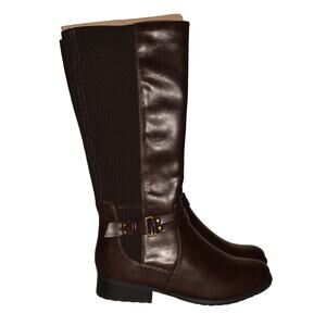 LIFESTRIDE NEW $100 Faux Leather XAnita‎ Riding Boot Dark Chocolate 8W
